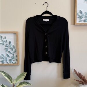 LOFT Black Button-Down Top